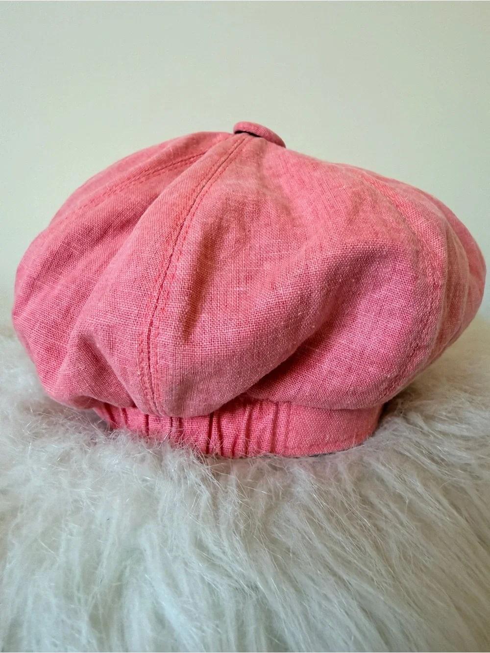 Coral 100% Linen Baker Boy Cap - M